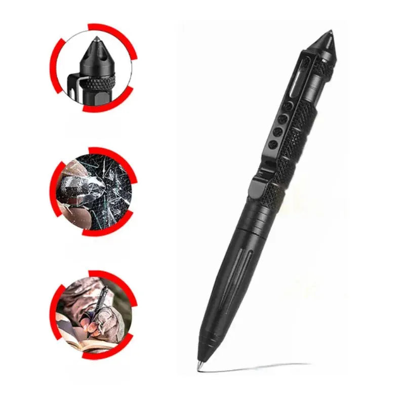 Multifunction Tactical Pen Self Defense Emergency Survival Tool Glass Breaker Tungsten Steel Writing Pen Outdoor Rescue Escape