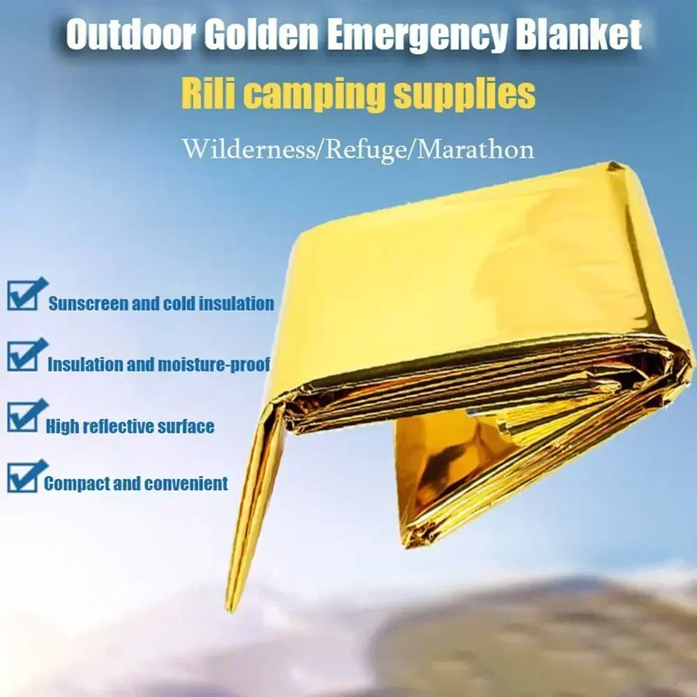 1-10pcs Emergency Thermal Blanket-Windproof Foil Space Blanket for Survival, Camping, Hiking, Marathons-All Weather Protection