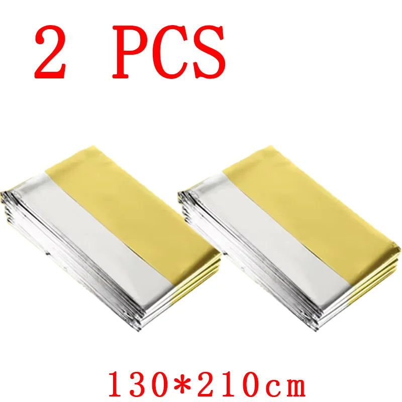 1-10pcs Emergency Thermal Blanket-Windproof Foil Space Blanket for Survival, Camping, Hiking, Marathons-All Weather Protection