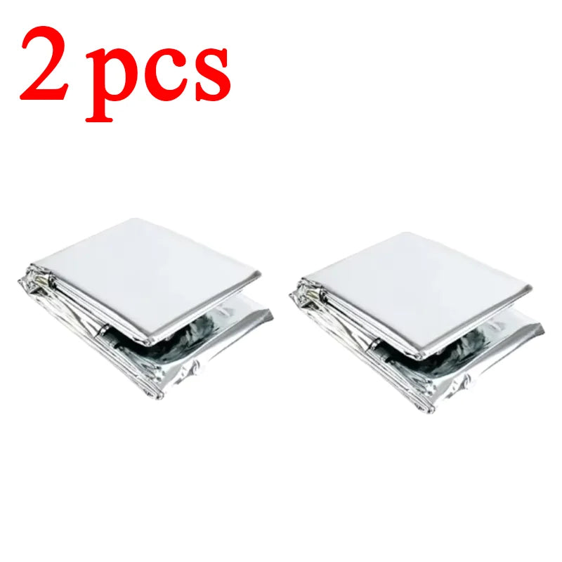 1-10pcs Emergency Thermal Blanket-Windproof Foil Space Blanket for Survival, Camping, Hiking, Marathons-All Weather Protection