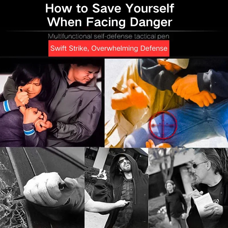 Multifunction Tactical Pen Self Defense Emergency Survival Tool Glass Breaker Tungsten Steel Writing Pen Outdoor Rescue Escape