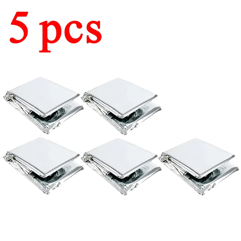 1-10pcs Emergency Thermal Blanket-Windproof Foil Space Blanket for Survival, Camping, Hiking, Marathons-All Weather Protection