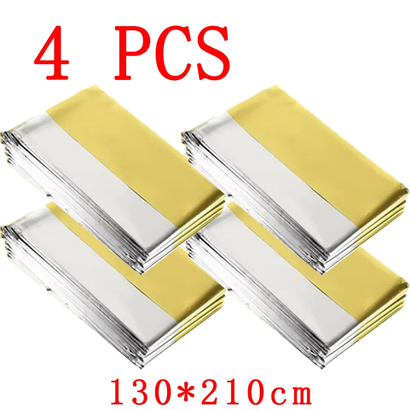 1-10pcs Emergency Thermal Blanket-Windproof Foil Space Blanket for Survival, Camping, Hiking, Marathons-All Weather Protection