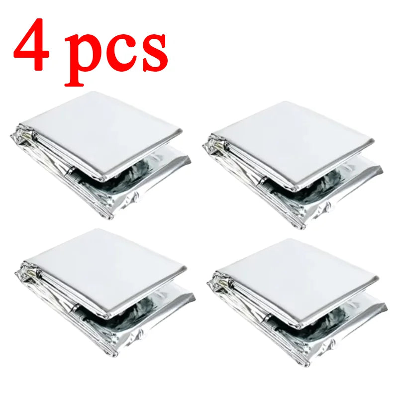 1-10pcs Emergency Thermal Blanket-Windproof Foil Space Blanket for Survival, Camping, Hiking, Marathons-All Weather Protection