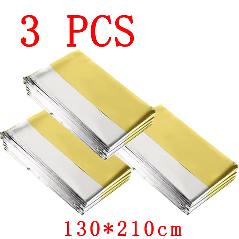 1-10pcs Emergency Thermal Blanket-Windproof Foil Space Blanket for Survival, Camping, Hiking, Marathons-All Weather Protection