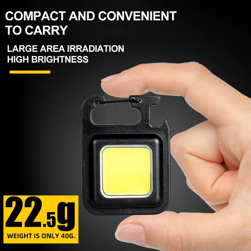 COB High Bright Portable Flashlight Multifunction Keychain Lamp Buit-in 500mAh Lithium Battery Waterproof Outdoor Torch Lantern