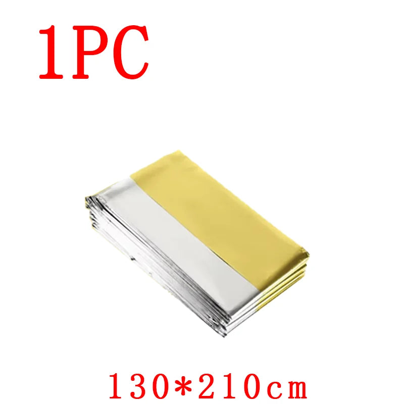 1-10pcs Emergency Thermal Blanket-Windproof Foil Space Blanket for Survival, Camping, Hiking, Marathons-All Weather Protection