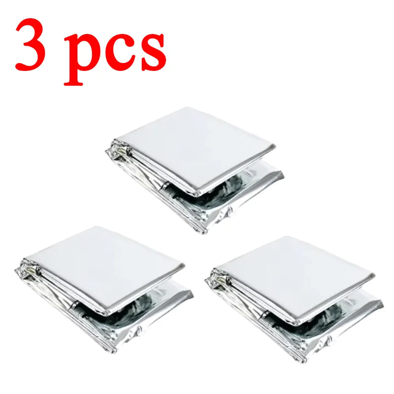 1-10pcs Emergency Thermal Blanket-Windproof Foil Space Blanket for Survival, Camping, Hiking, Marathons-All Weather Protection